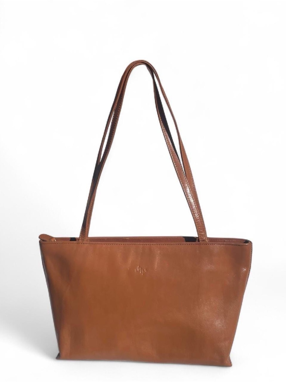 Monsac Original Brown Leather Tote Shoulder Bag Minimalist Work Purse